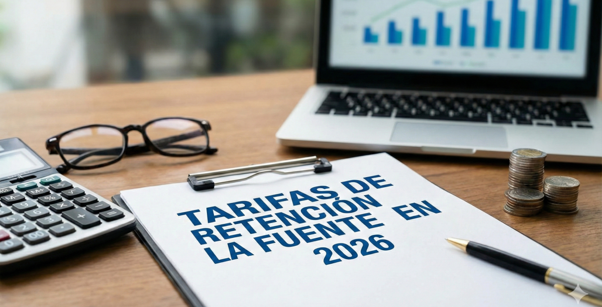 Tabla de tarifas de retención en la fuente 2026 para retail en Colombia.