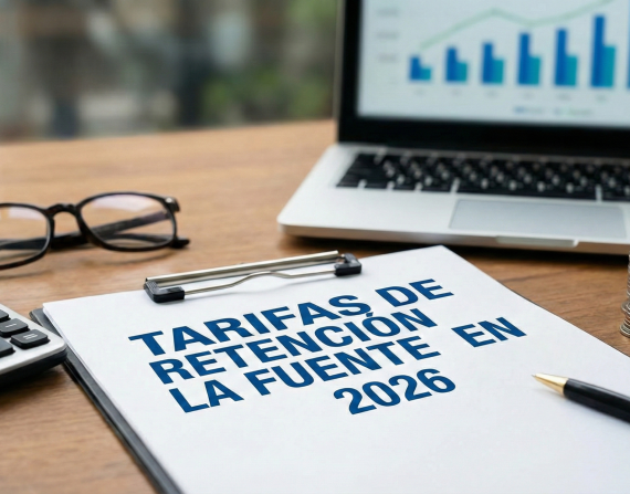 Tabla de tarifas de retención en la fuente 2026 para retail en Colombia.